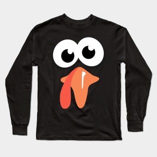 Silly Turkey Face Funny Thanksgiving Fall Joke Humor Tee Long Sleeve T-Shirt